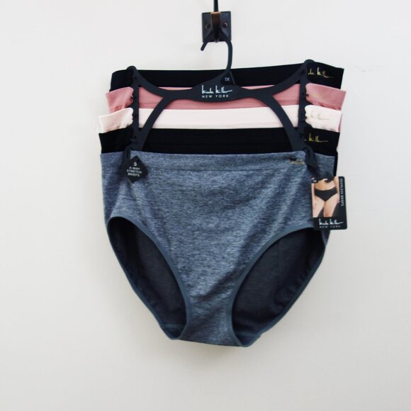 Nicole Miller 5-Pack High Rise Seamless Briefs Black Mauve Grey (1X) NWT! - Picture 1 of 8